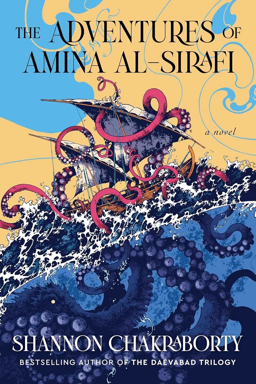 The Adventures of Amina al-Sirafi by Shannon Chakraborty book cover for the Book of the Day fantasy book review